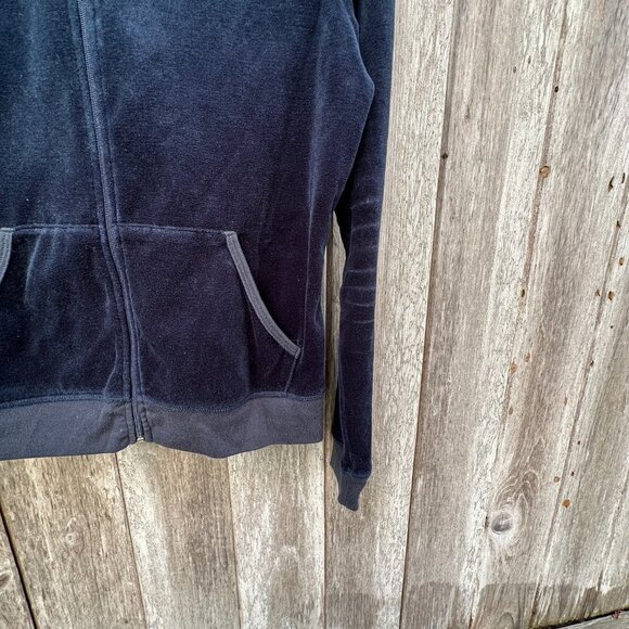 Vintage Juicy Couture Midnight Blue Velour Track Hoodie Jacket Medium - Picture 3 of 11